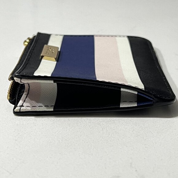 Kate Spade Laurel Way Bitsy Card Holder Zip Top with Keyring Blue Pink Stripe - Picture 8 of 10